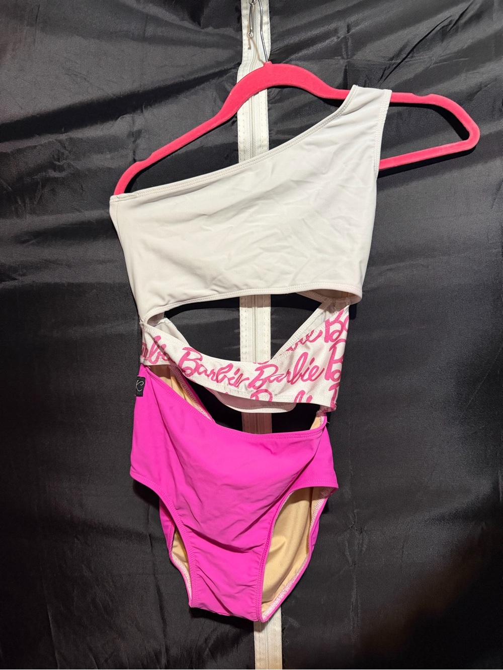 Teen Small - Barbie One-Shoulder Cutout leotard in Hot Pink and White